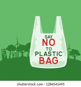 say no to plastic concept for better future. vector illustration