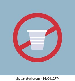 say no to plastic cup poster pollution recycling ecology problem save the earth concept prohibition sign flat