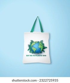 di no al plástico,   el concepto de entorno y reciclaje. Reutilización de residuos ecológicos. ilustración vectorial en estilo de arte de papel