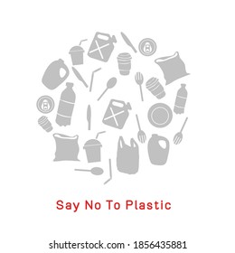 Say no to plastic Hand drawn doodle plastic