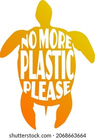 Say no to plastic, no more plastic, sea turtles crying for help cartoon vector illustration doodle style