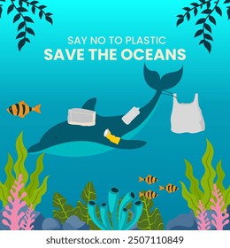 Say no to plastic. protect and preserve the sea so that it is free from plastic and drink bottle waste. save oceans