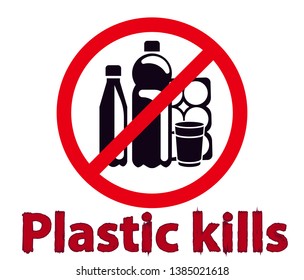 Say No Plastic Sign Plastic Water Stock Vector (Royalty Free ...