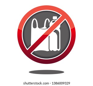 Say no to Plastic sign with Plastic water bottle and plastic bag in red stop circle vector design