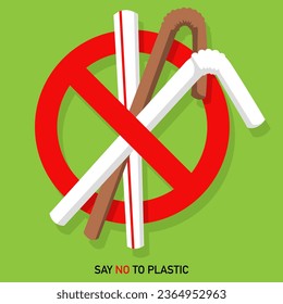 Say no to plastic, stop plastic pollution, say no to plastic straws.