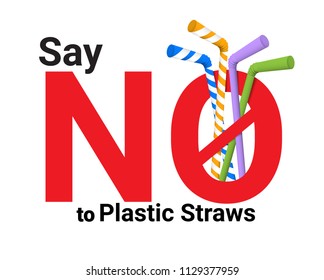 say no plastic straws concept. Save the earth and good environment concept. Stop plastic pollution-Reduce, Reuse, Recycle-Say no to plastic straws