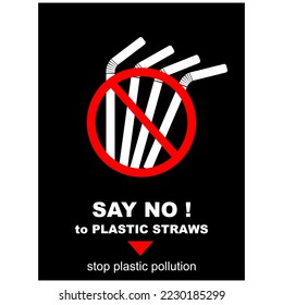 Say No to plastic straws, poster and banner vector