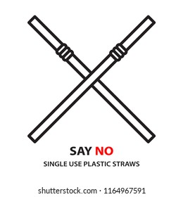 Say No plastic straws. Stop using plastic straws concept. Save the earth and good environment concept.