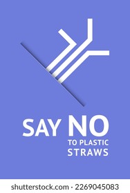 Say no to plastic straws, trendy ecological posters set for print, vector illustration 10eps.