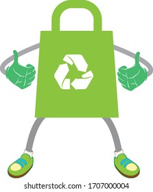di no al plástico, usa bolsas de tela, concepto del Día Mundial del Medio Ambiente. Eco Tierra Verde. Ilustración vectorial.