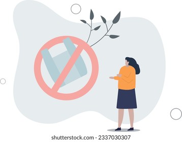 Nein zu Plastik und verwenden Sie recycelbares Verpackungsmaterial.Ökologischer Lebensstil und Naturverschmutzungslösung.flache Vektorgrafik.