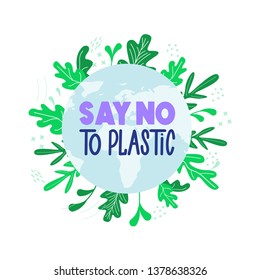 Say no to plastic. Waste recycling concept. Green Eco Earth
