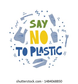 Say No To Plastic Word Concept Banner