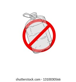 Say no to plasticbottle. Plastic bottles in the deny sign isolated on white background. Stop trashing our Earth. World Environment Day vector illustration. Campaign to reduce the use of plastic bottle