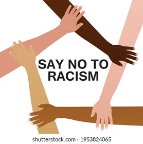 Say no to racism concept. various nations hands. vector