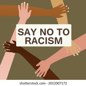 Say no to racism concept. various nations hands. vector