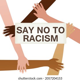 Say no to racism concept. various nations hands. vector