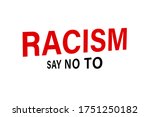 Say no to racism quote vector design. Skin color difference handwritten lettering phrase, different skin tones from light to dark and raised arm, fight fist gesture.