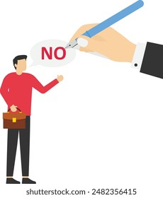 Say no, refusing to do something, expression of disagreement, concept of communicating to stop or refuse, businessman holding a sign with the word NO with a strong impression of refusal.

