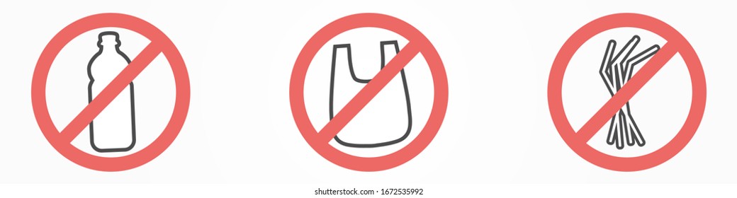 Say No Single Use Plastic Set Stock Vector Royalty Free 1672535992 Shutterstock