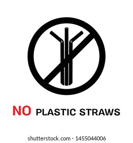 say no straw plastic sign