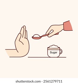 Say No to Sugar Minimalistic Vector Illustration.