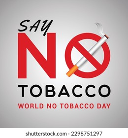 Say no tobacco, world no tobacco day with cigarette and forbidden sign awareness social media post design template