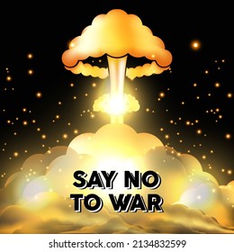 Say no to war design background. Stop the war with bomb explosion background.
Big bang bomb Explosion design with black background.