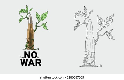 Dile no a la bala de una hoja estilizada de guerra
