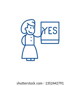Say yes line icon concept. Say yes flat  vector symbol, sign, outline illustration.