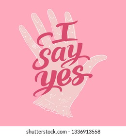 I say yes. Postcard for the bride, wedding invitation.