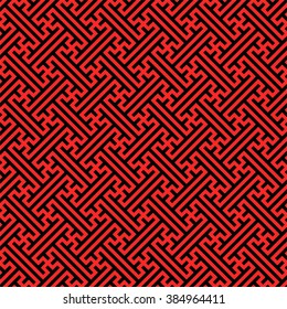 Sayagata pattern, seamless traditional chinese pattern, asian texture in red and black