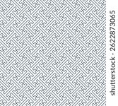 Sayagata seamless Japanese traditional pattern. Repeating swastika-based geometric motif in navy blue for textile design, cultural decoration, and background texture, Vector Illustration