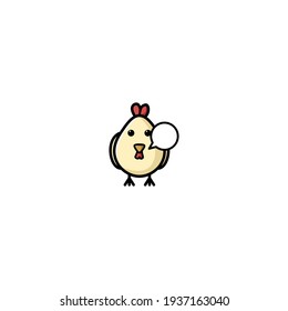 Saying Chicken Cartoon Character Vector Illustration Design. Cute, Funny, FUn, Outline, And Happy Style. Recomended For Children Design, Chicken Shop Mascot, And Other.