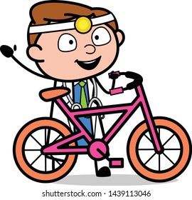 Saying Hello with Hand Gesture - Professional Cartoon Doctor Vector Illustration