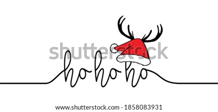 Saying ho ho ho, Merry Christmas hat. Hohoho pattern, Santa Claus, Christmas hats, xmas design. New Year concept. Slogan or quote. December, happy party. Advent