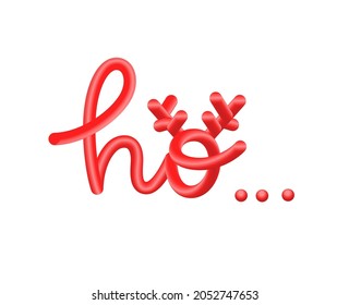 Saying ho ho ho. Modern 3D lettering text. Vector illustration logo for print and advertising. Santa Claus, Christmas, xmas design.  phrase or quote. 