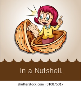 Saying in a nutshell illustration