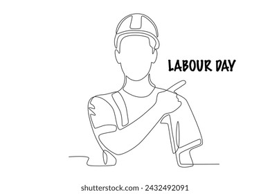 it says 8 hours work,8 hours rest,8 hours recreation. Labour day one-line drawing
