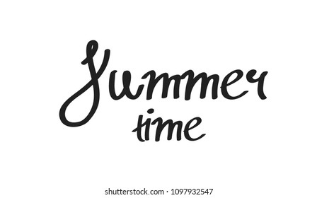 the says "summer time". vector illustration. handwritten text