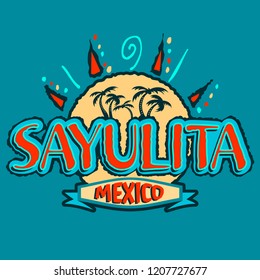 Sayulita Mexico vector icon, emblem design