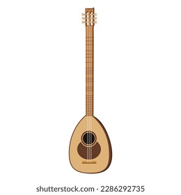 bağlama or saz, Arabic Turkish kurdish Oriental Music Instrument - Vector Illustration Isolated