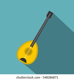 Saz baglama turkish music instrument icon. Flat illustration of saz baglama turkish music instrument vector icon for web isolated on baby blue background