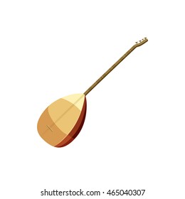 Saz traditional turkish music instrument icon in cartoon style on a white background