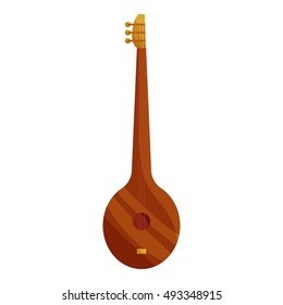 Saz turkish music instrument icon in cartoon style isolated on white background vector illustration