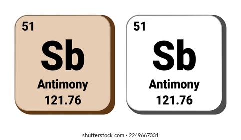 Sb, Antimony element vector icon, periodic table element. Vector illustration EPS 10 File. Isolated on white background.