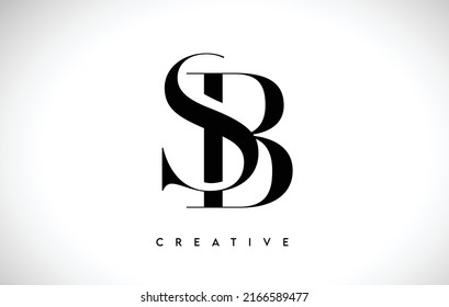 SB Artistic Letter Logo Design with Creative Serif Font in Black and White Colors Vector Illustration