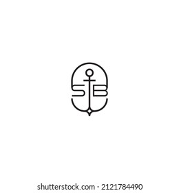 SB creative letter logo design in anchor concept with high quality professional design that will print well across any print media