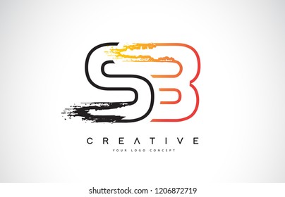 SB Creative Modern Logo Design Vetor with Orange and Black Colors. Monogram Stroke Letter Design.