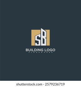 SB initial letter building logo for real estate with square design